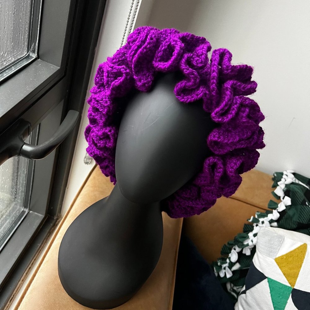 PURPLE CROCHET Ruffle Hat!